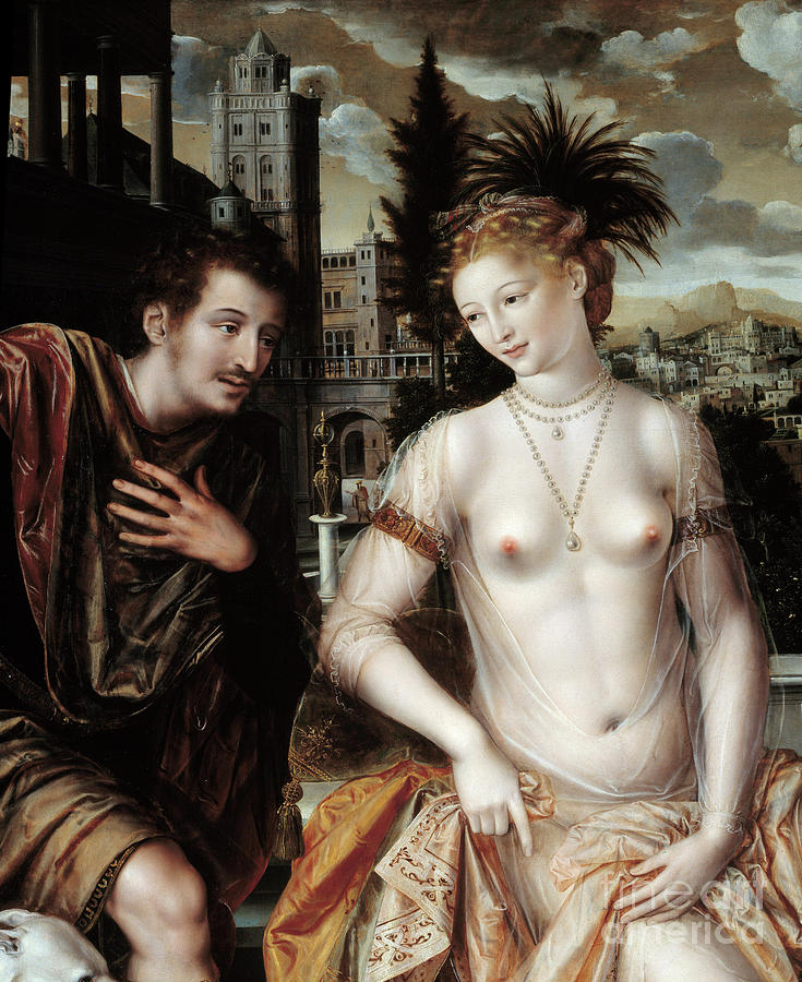 Girl Painting - David And Bethsabee David And Bathsheba, 1562 by Jan Massys