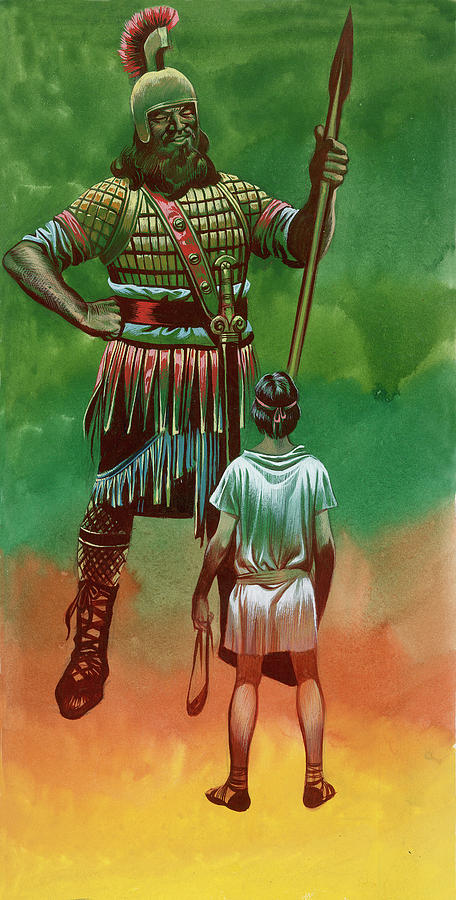David And Goliath Painting by Ron Embleton