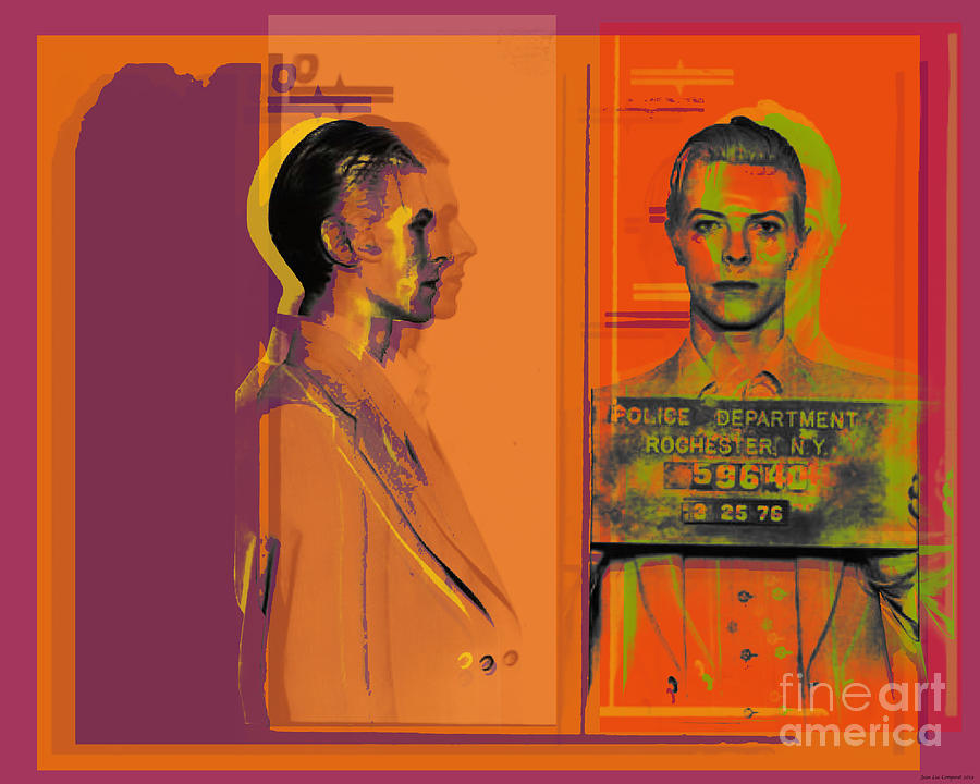 David Bowie Digital Art - David Bowie mugshot Pop Art Warhol style by Jean luc Comperat