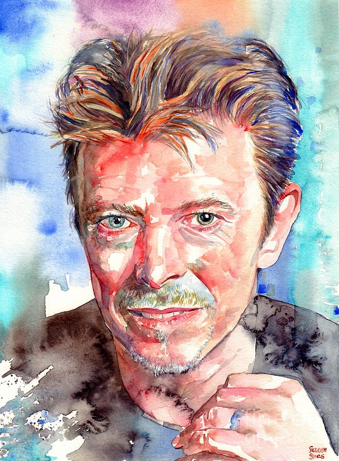 Little Richard Painting - David Bowie Portrait by Suzann Sines