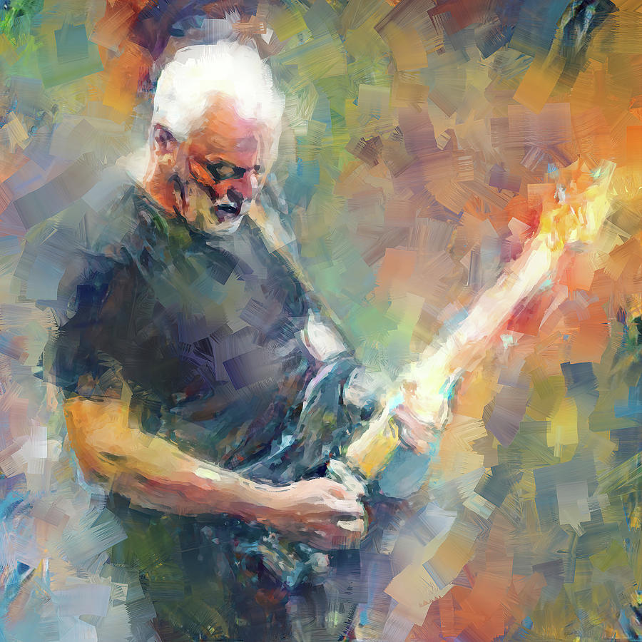 Pink Floyd Digital Art - David Gilmour burning guitar by Yury Malkov