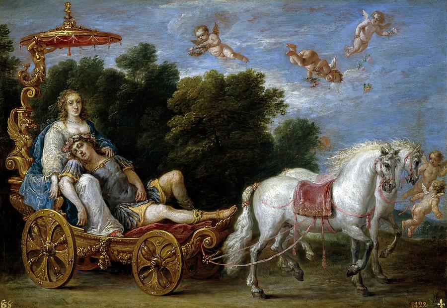 Horse Painting - David Teniers / Rinaldo Flees from the Fortunate Isles, 1628-1630, Flemish School. ARMIDA. by David Teniers the Younger -1610-1690-