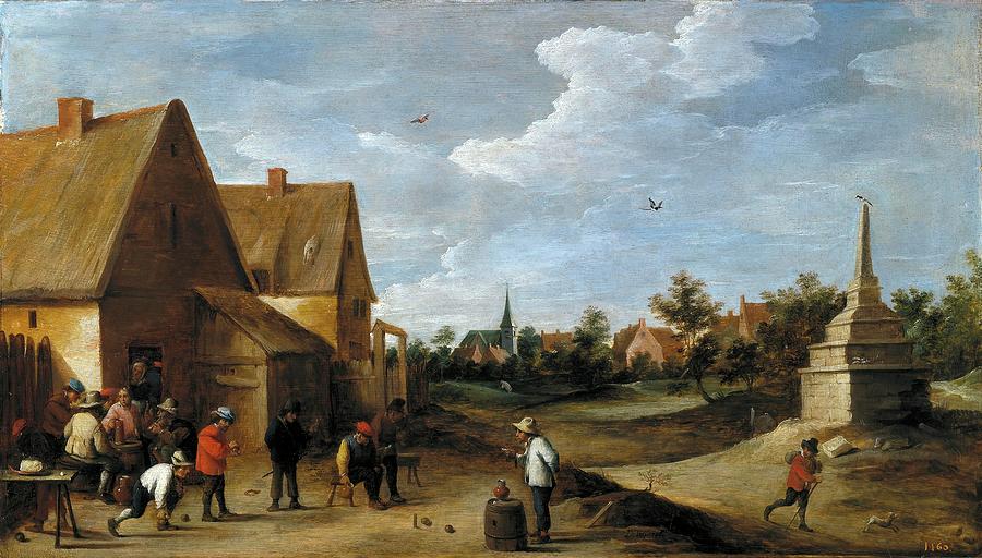 David Teniers / The Skittles Game, ca. 1645, Flemish School. Painting by David Teniers the Younger -1610-1690-