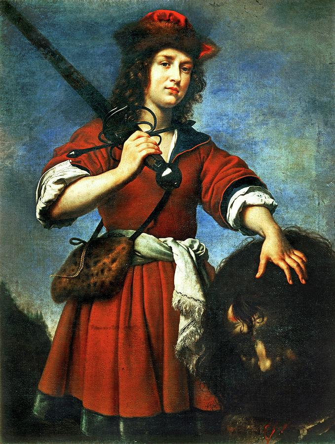 David with the Head of Goliath, 1680, Oil on canvas. Painting by Carlo Dolci -1616-1686-