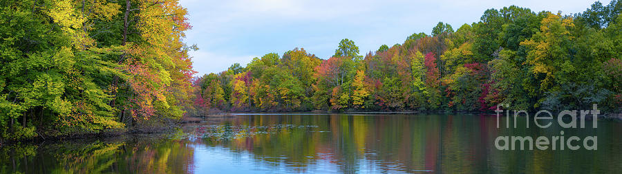 Davidsons Mill Pond Autumn Panorama  Photograph by Michael Ver Sprill
