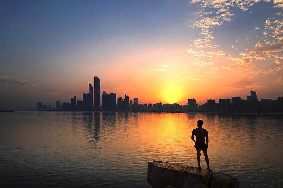 Skyline Photograph - Dawn At Abu Dhabi by Souvik Banerjee