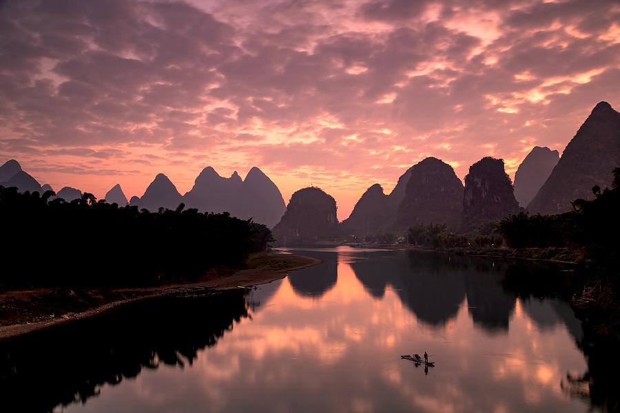 Landscape Photograph - Dawn At Li River by Jie Jin
