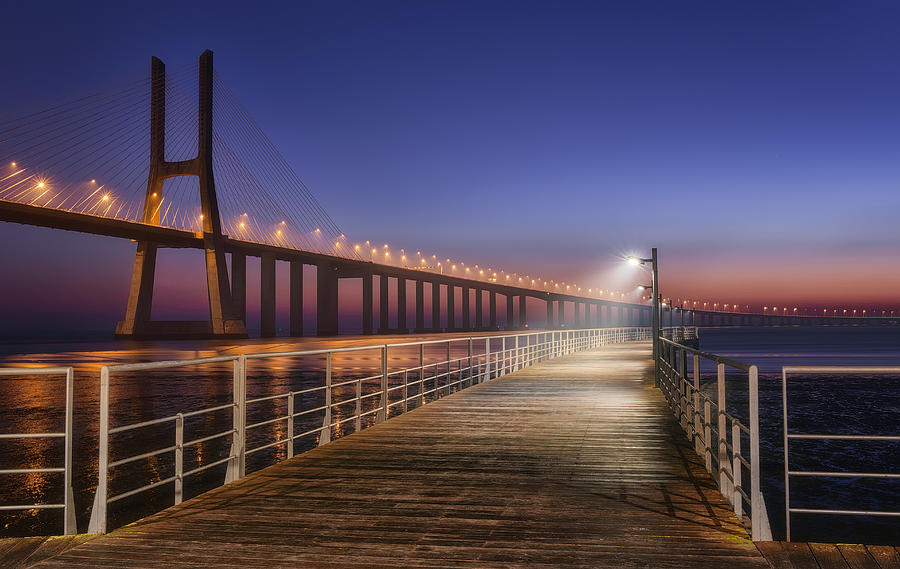 Bridge Photograph - Dawn At Vasco Da Gama by Antoni Figueras