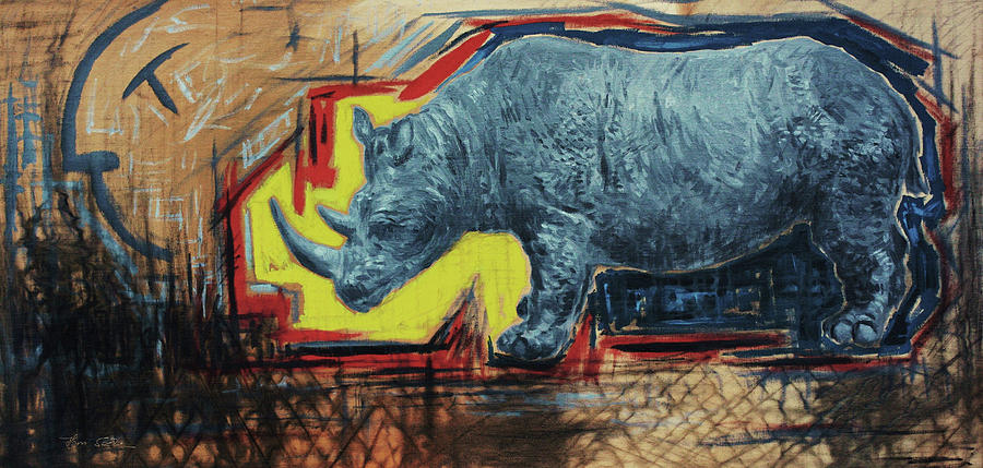 Dawn in Rhino Land Painting by Hans Egil Saele
