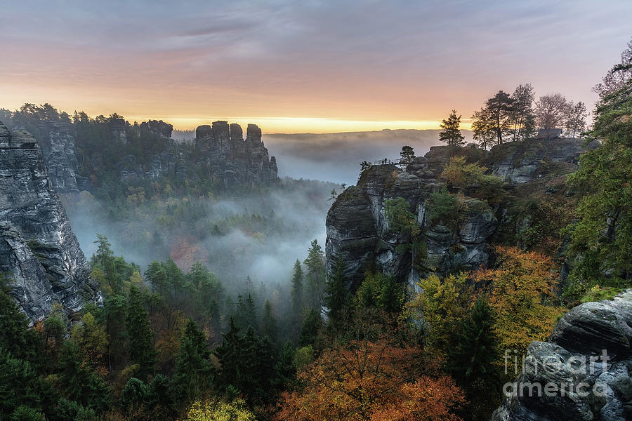 Dawn In The Saxon Switzerland National Photograph by Sebastian Petersen