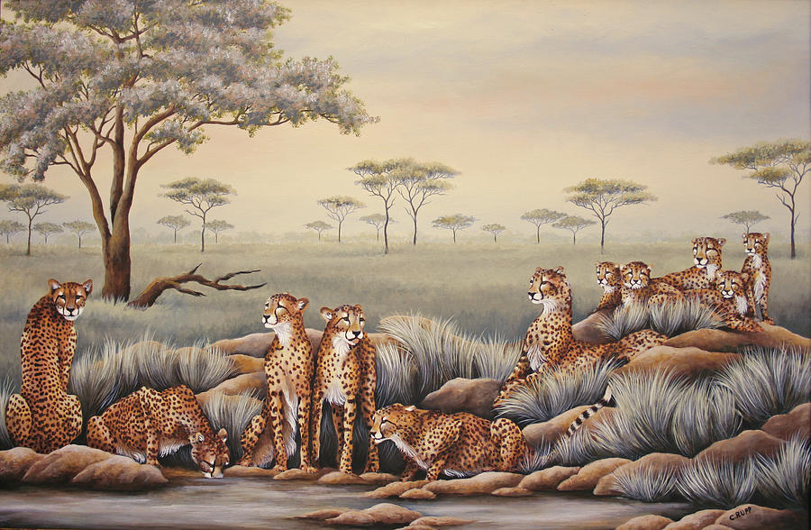 Cheetah Painting - Dawn Of A New Day by Carol J Rupp