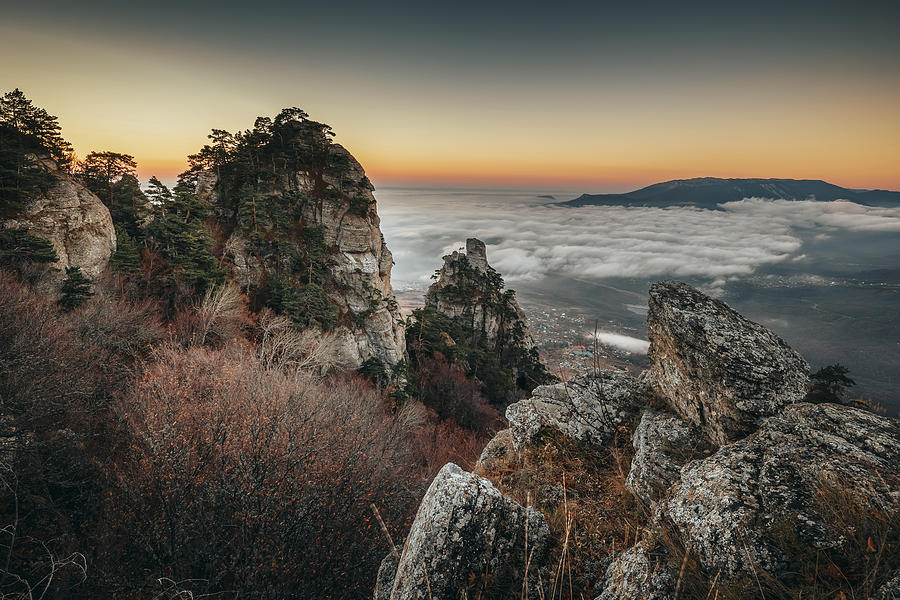 Dawn Over The Rocks Of Demirdzhi In The Autumn Crimea. Photograph by Refat