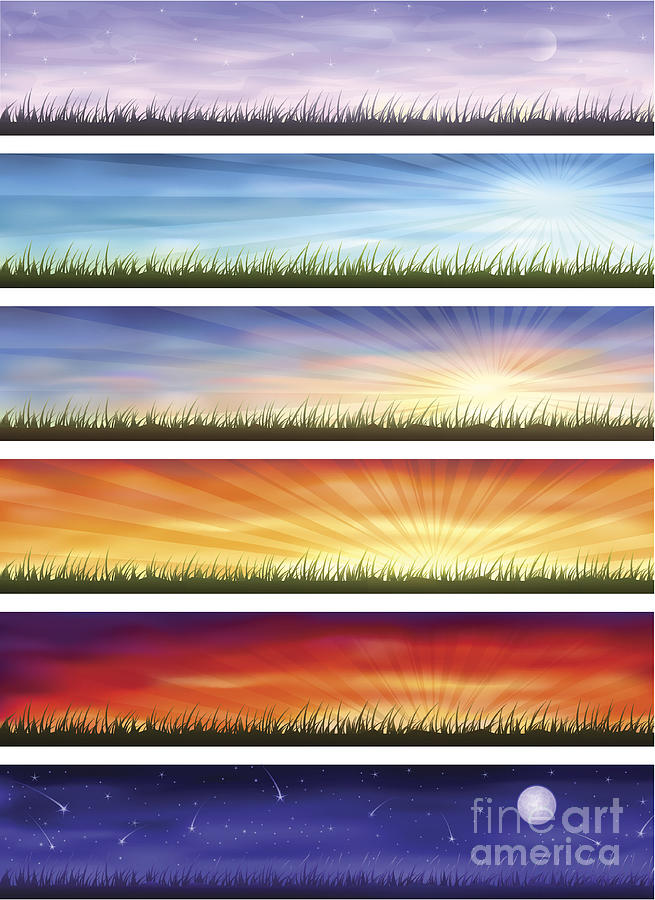 Day Cycle - Same Landscape At Different Digital Art by Taily