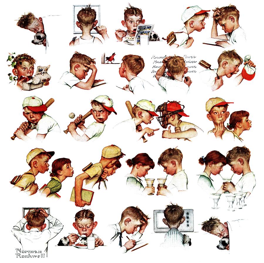 Baseball Drawing - Day In The Life Of A Boy by Norman Rockwell