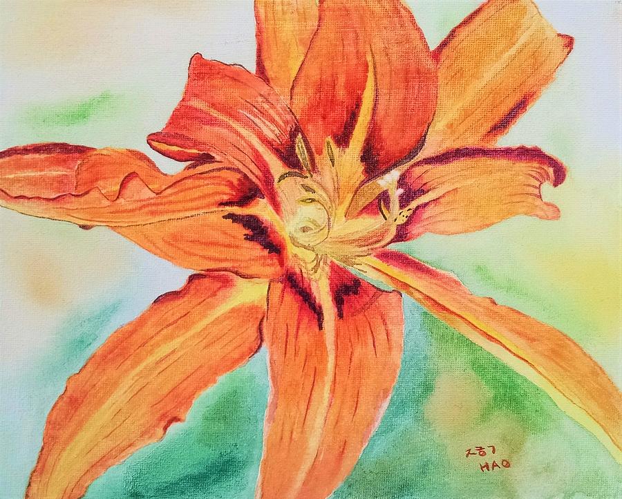 Day Lily Painting - Day Lily by Helian Osher Day Lily Painting - Day Lily by Helian Osher