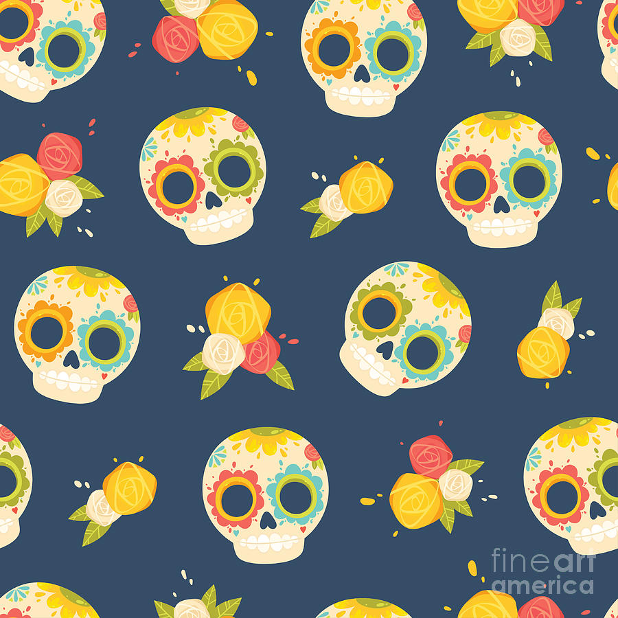 Symbol Digital Art - Day Of The Dead Colorful Vector by Orangemilk Symbol Digital Art - Day Of The Dead Colorful Vector by Orangemilk