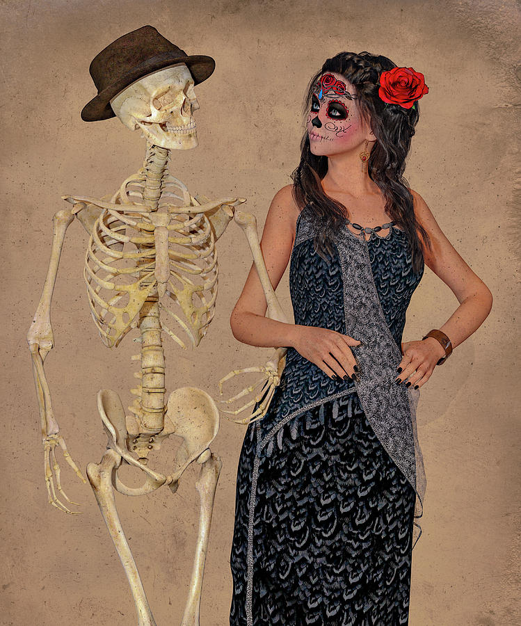 Day Of The Dead Costume Party Digital Art