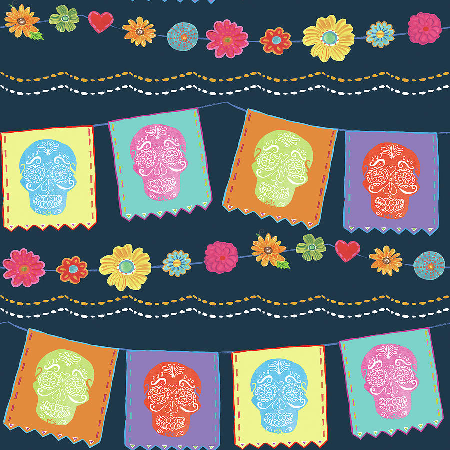 Flag Painting - Day Of The Dead Pattern Vi by Farida Zaman