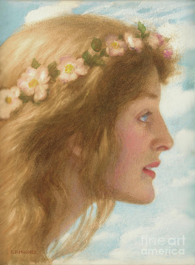 Day Pencil And Watercolour Painting by Edward Robert Hughes