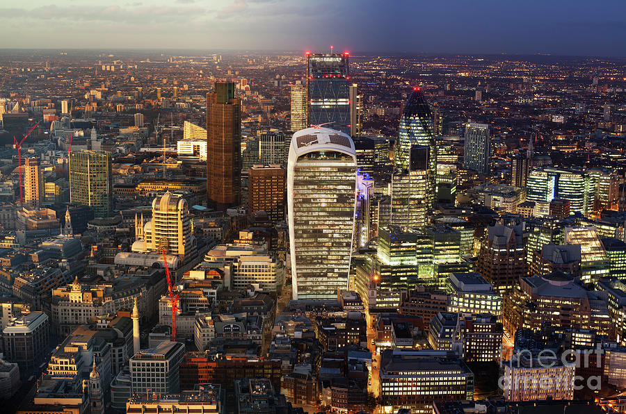 Day To Night Image Of The City Of London by Conceptual Images/science Photo  Library