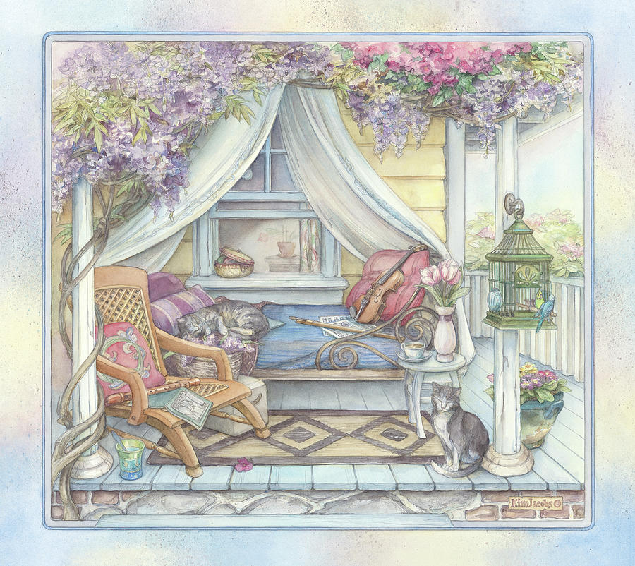 Flower Painting - Daybed On The Porch by Kim Jacobs