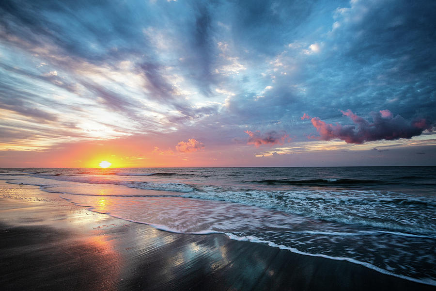 Beach Photograph - Daybreak at Hilton Head - Sunrise Along Beach in South Carolina by Southern Plains Photography