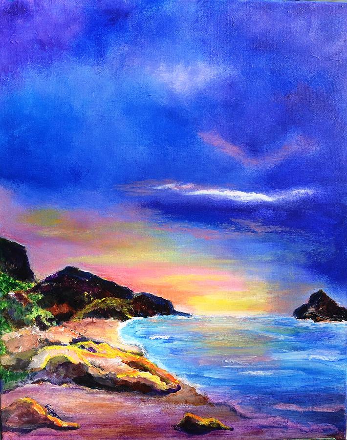 Daybreak at Rock Island Painting by Evi Green