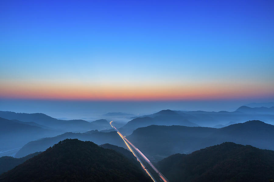 Daybreak Over Misty Mountains With By Sungjin Kim