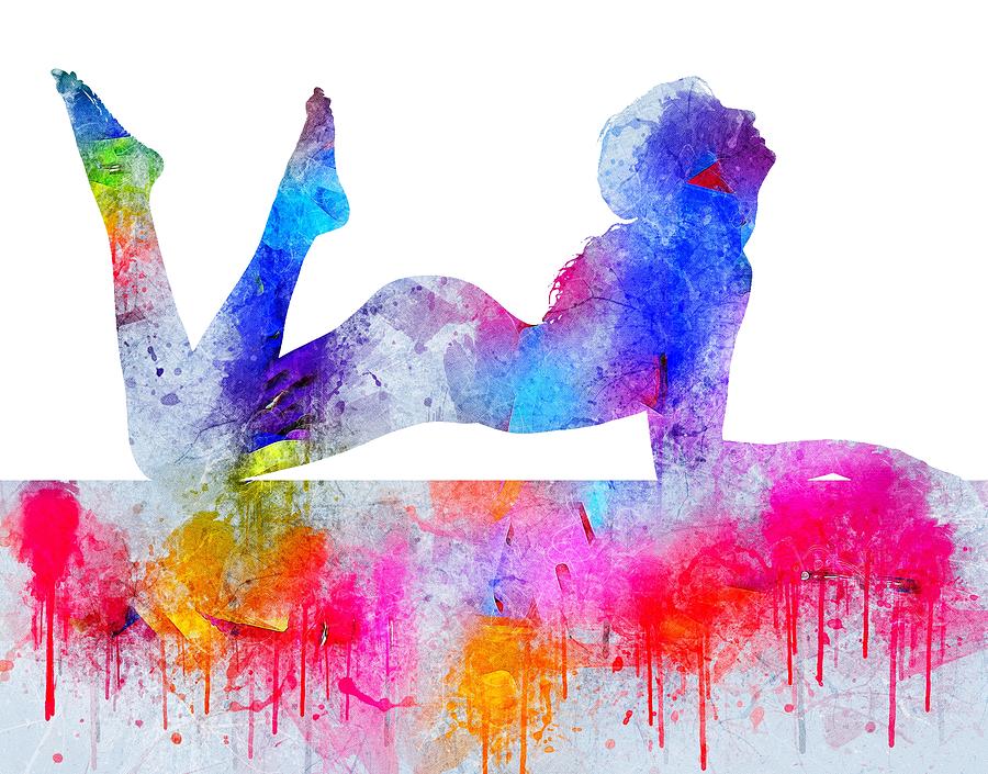 Daydream - Watercolor Nude Digital Art by Marianna Mills