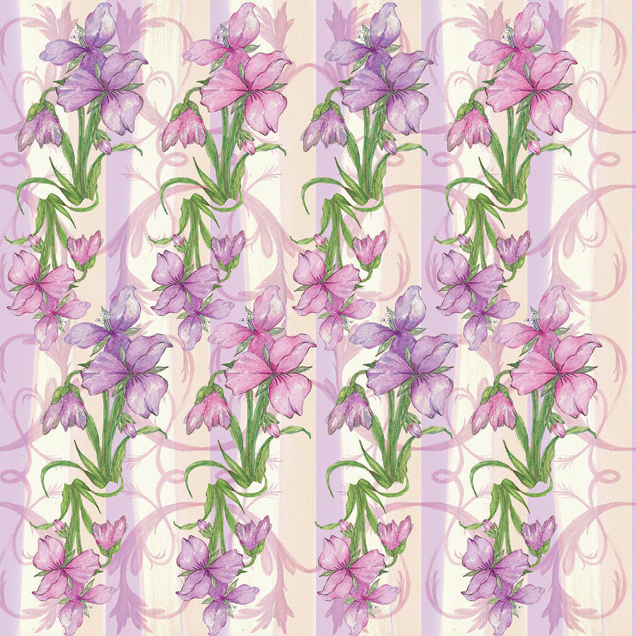 Pink And Purple Flowers Painting - Dayflower by Maria Trad