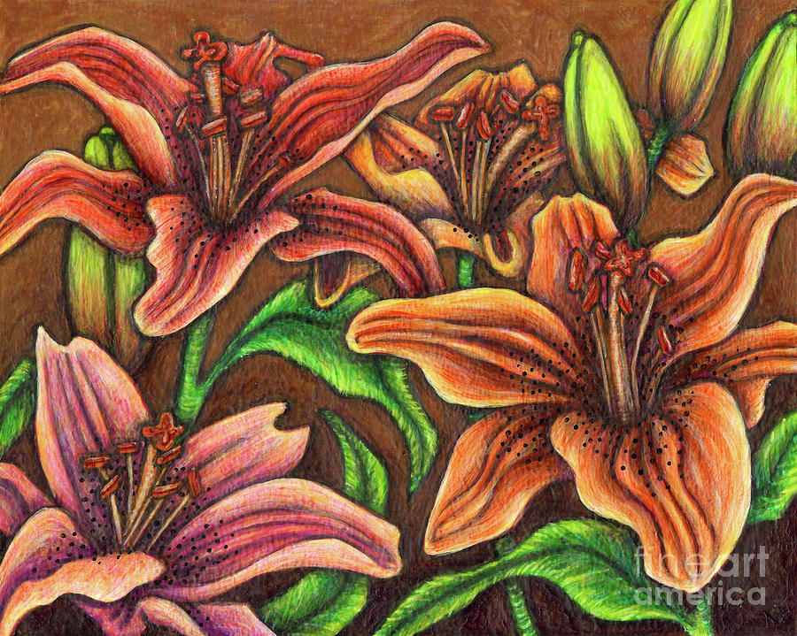 Daylilies Painting by Amy E Fraser