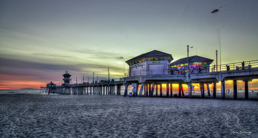Days End Huntington Beach Pier Sunset Los Angeles Collection Art Photograph by Reid Callaway