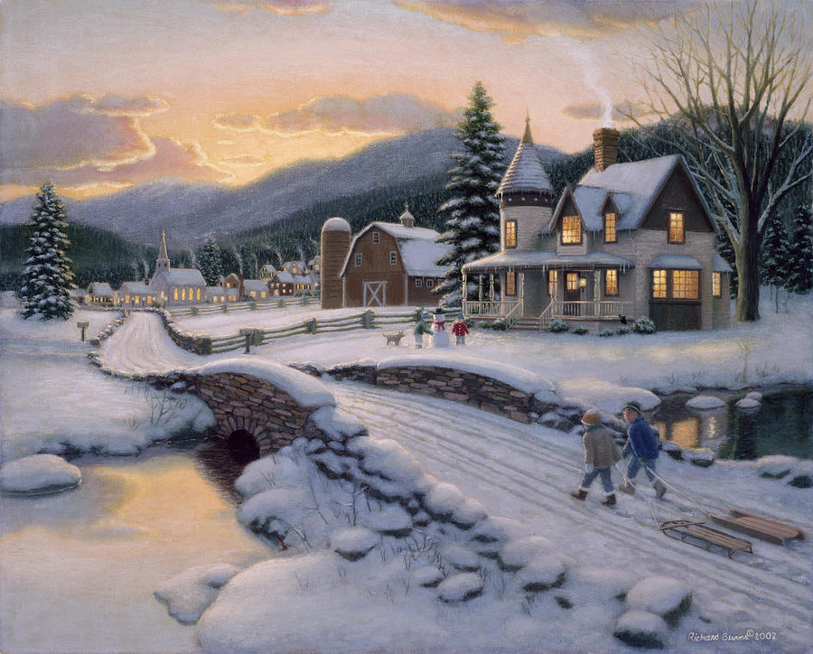Christmas Painting - Days End by Richard Burns