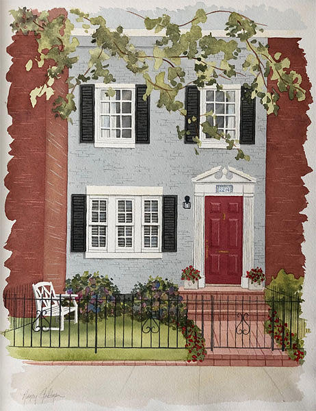 DC Townhouse Painting by Nancy Goldman