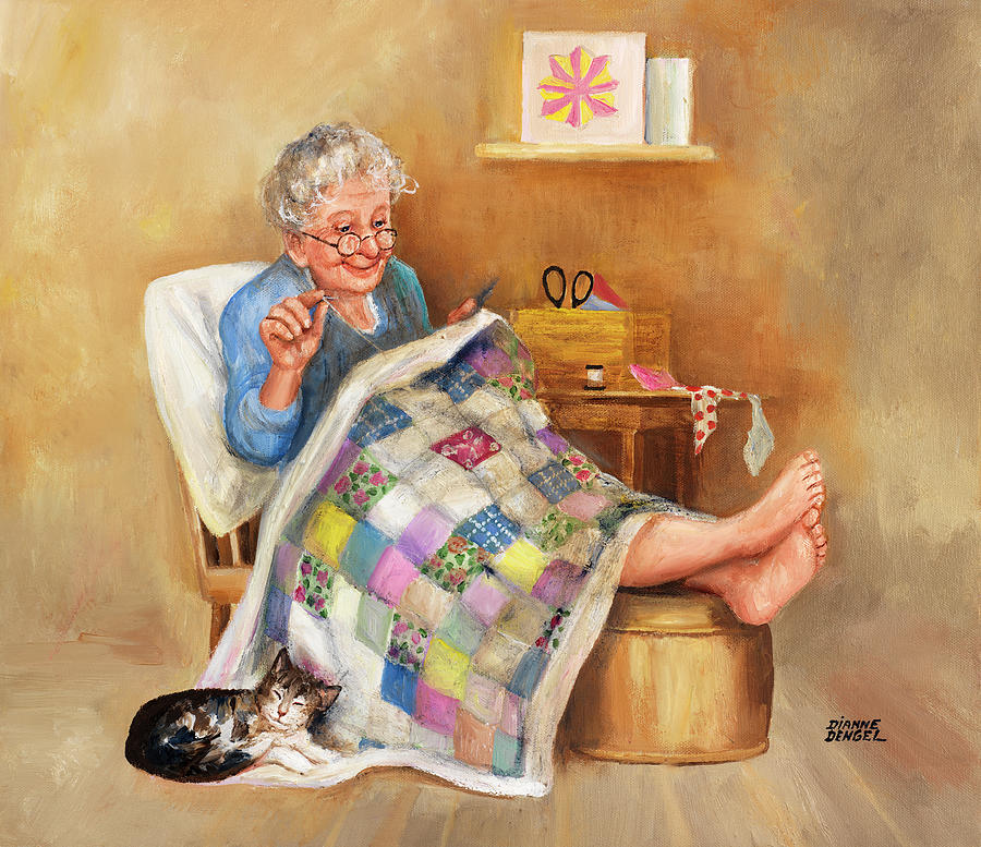 Elderly Woman Painting - Dd_063 by Dianne Dengel