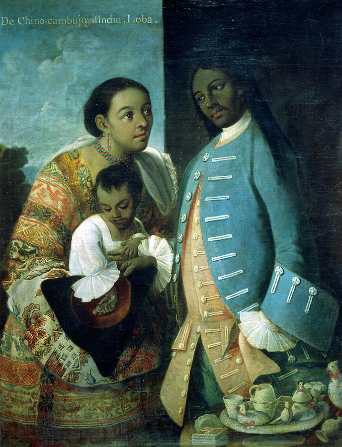 De Chino Cambujo y de India Loba, 1763. Painting by Miguel Cabrera -1695-1768-
