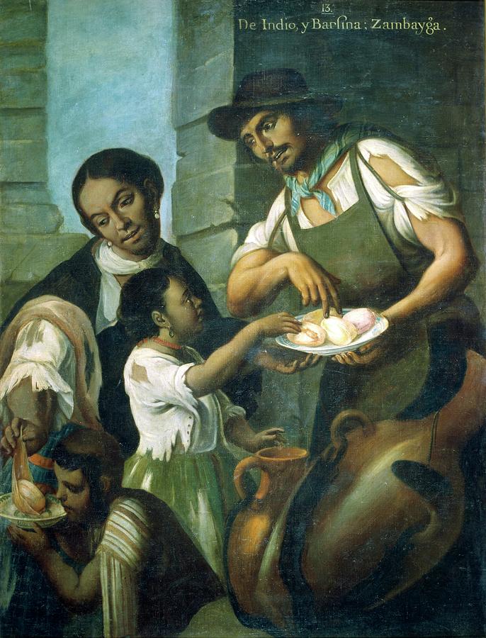 Miguel Cabrera Painting - De Indio y Barzina Zambayga, 1763. by Album