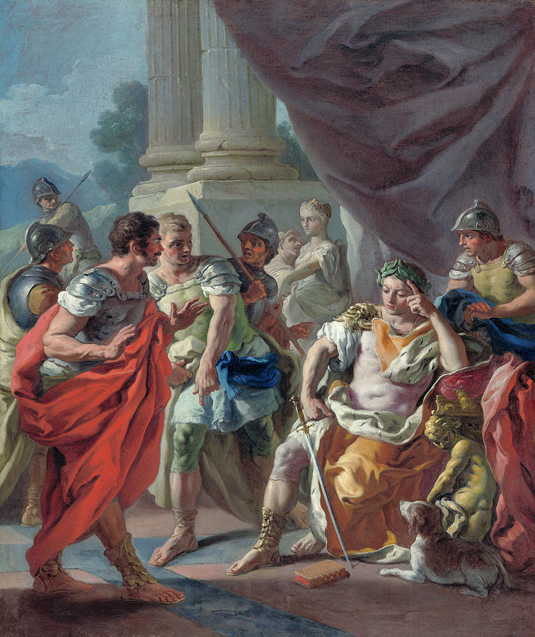 Alexander Condemning False Praise, 1760s Painting by Francesco De Mura