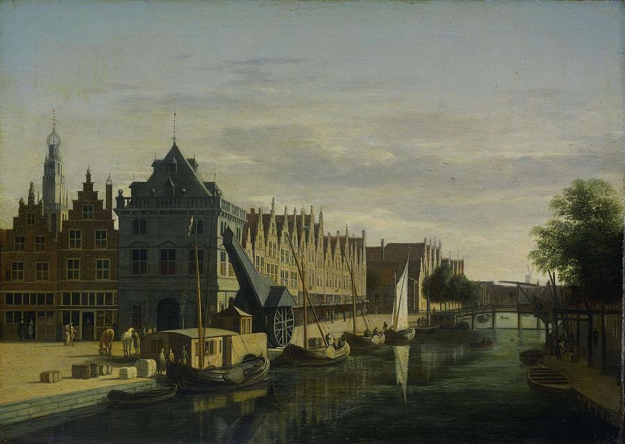 De Waag -Weighing House- and Crane on the Spaarne, Haarlem. Painting by Gerrit Adriaensz Berckheyde De Waag -Weighing House- and Crane on the Spaarne, Haarlem. Painting by Gerrit Adriaensz Berckheyde