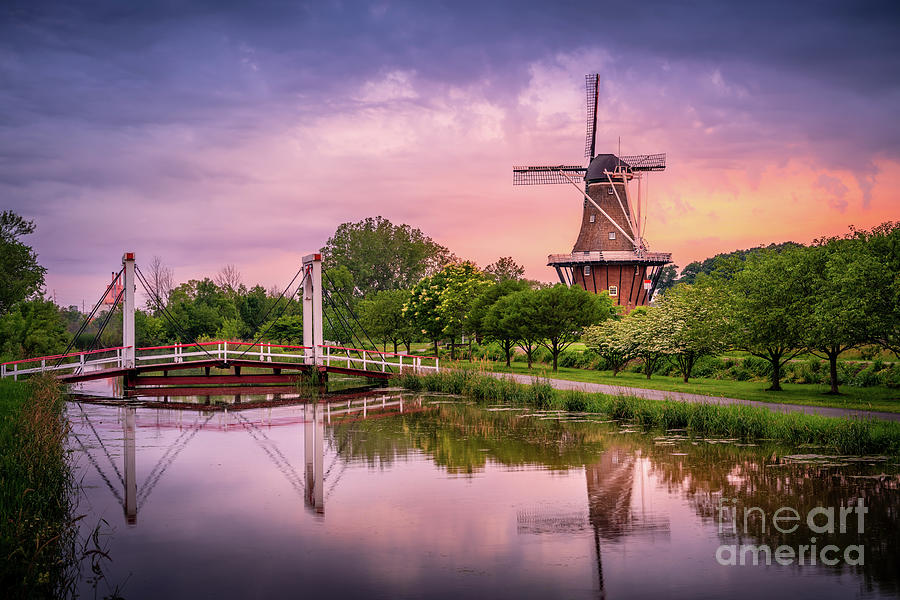 De Zwaan Windmill Reflection, Holland, Michigan Photograph by Liesl Walsh
