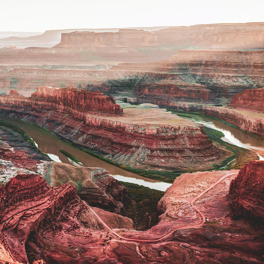 Canyonlands National Park Photograph - Dead Horse Point Sunset and Horseshoe Bend - Moab Utah 1x1 by Gregory Ballos