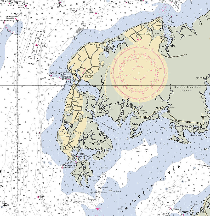 Deal Island maryland Nautical Chart _v2 Mixed Media by Sea Koast