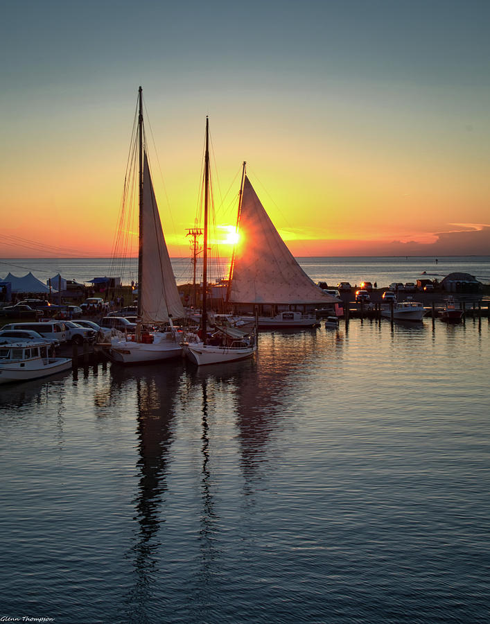 Deal Island Skipjack Race Sunset Photograph by Glenn Thompson - Fine