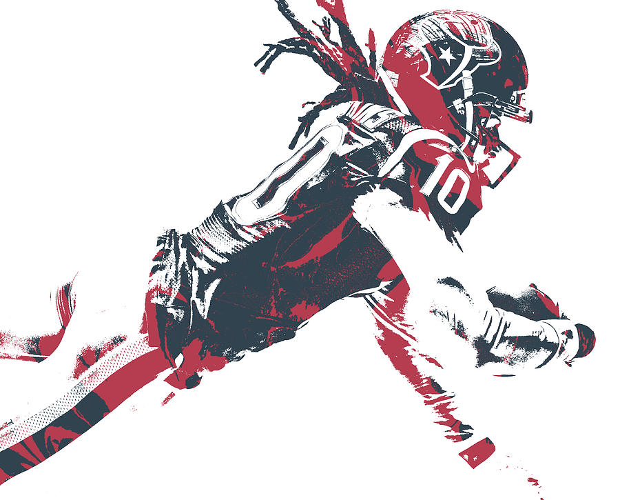 Houston Texans Deandre Hopkins Oil Art Greeting Card by Joe Hamilton