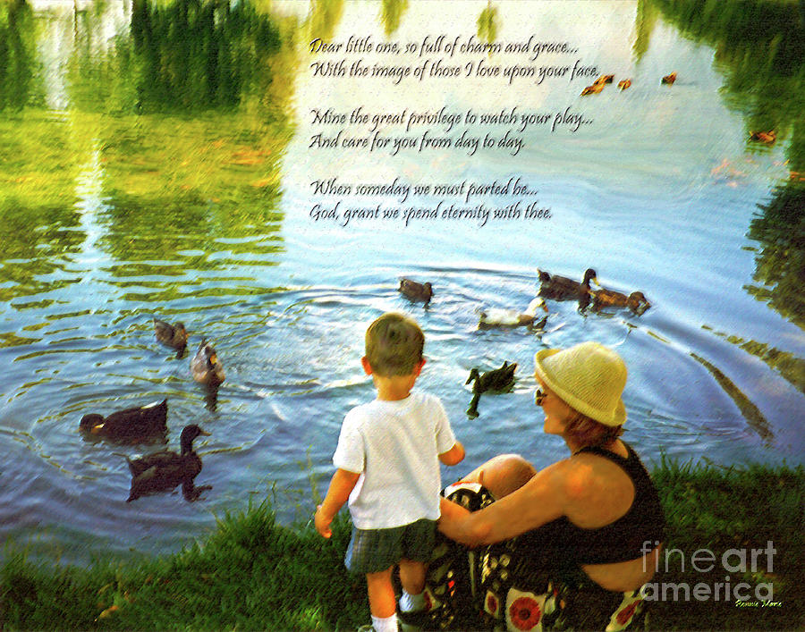 Dear Little Boy Duckpond Day Digital Art by Bonnie Marie