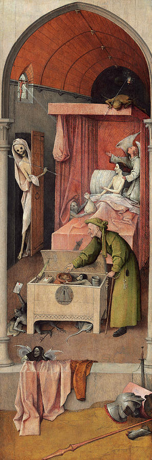 Hieronymus Bosch Painting - Death And The Miser, 1490 by Hieronymus Bosch Hieronymus Bosch Painting - Death And The Miser, 1490 by Hieronymus Bosch