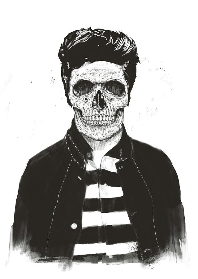 Black And White Drawing - Death fashion by Balazs Solti