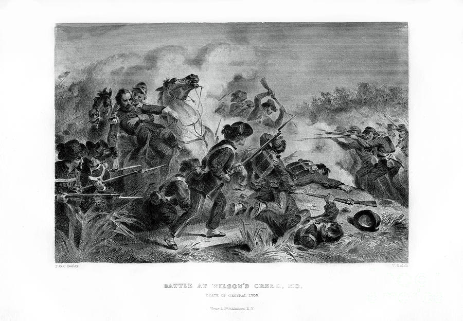 Death Of General Lyon, Battle Drawing by Print Collector