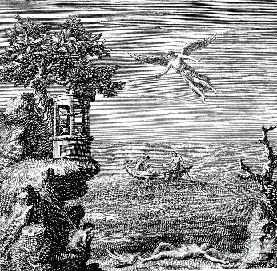 Death Of Icarus, 18th Century Engraving Drawing by Print Collector