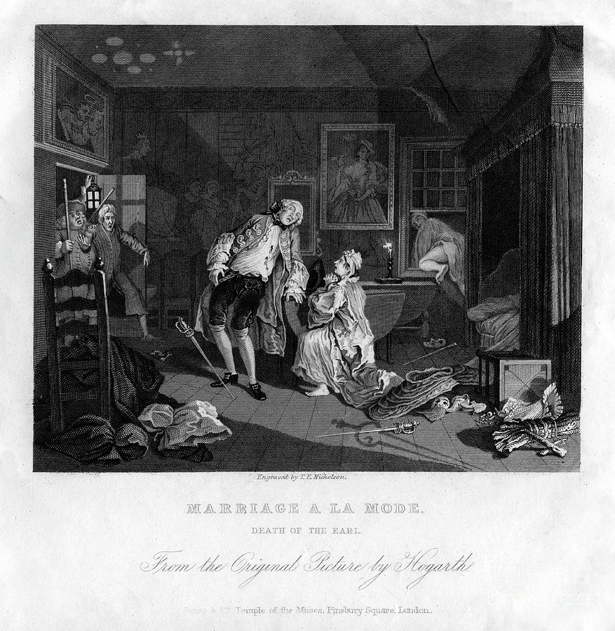 Death Of The Earl, Plate V Of Marriage Drawing by Print Collector